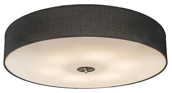 Stoffen Landelijke plafondlamp zwart 70 cm - Drum Jute Landelijk / Rustiek, Modern E27 rond Binnenverlichting Lamp