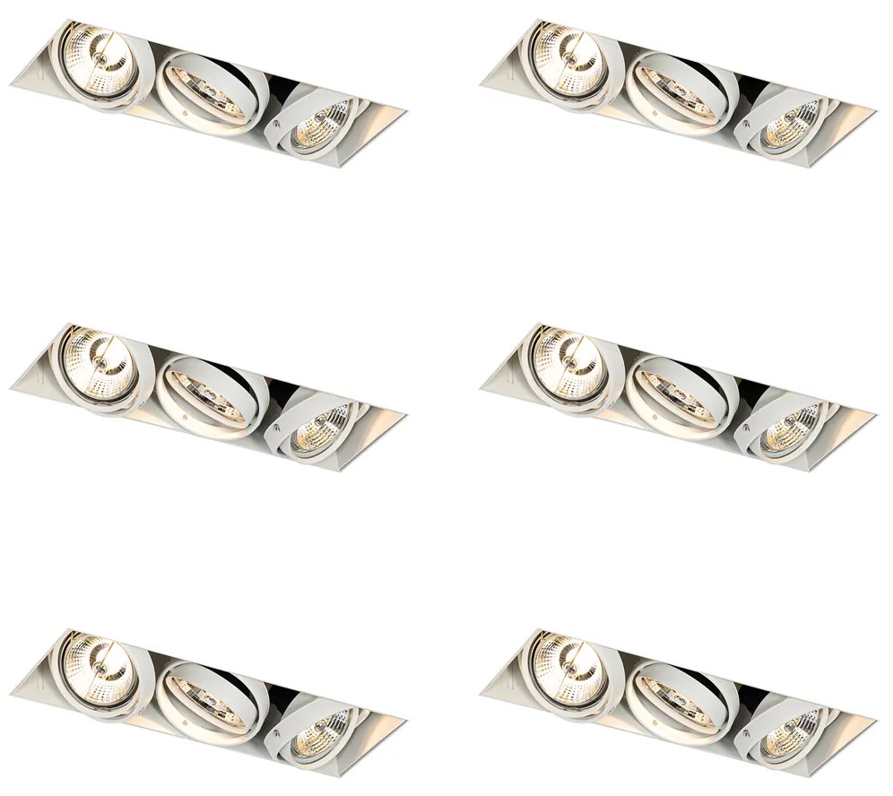 Set van 6 Inbouwspot wit GU10 AR70 trimless 3-lichts - Oneon