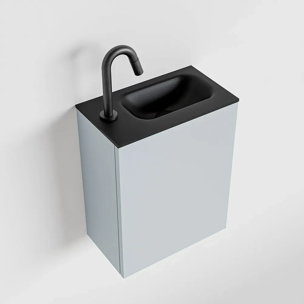 Zaro Polly toiletmeubel 40cm clay met zwarte wastafel met kraangat links
