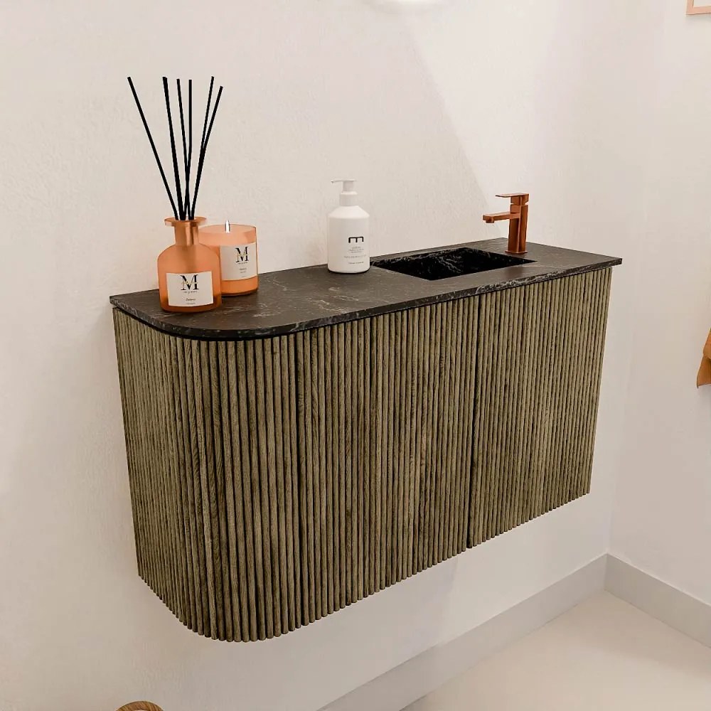 Mondiaz Joya DLux 70cm toiletmeubel ronding links dusk met wastafel faye rechts 1 kraangat lava