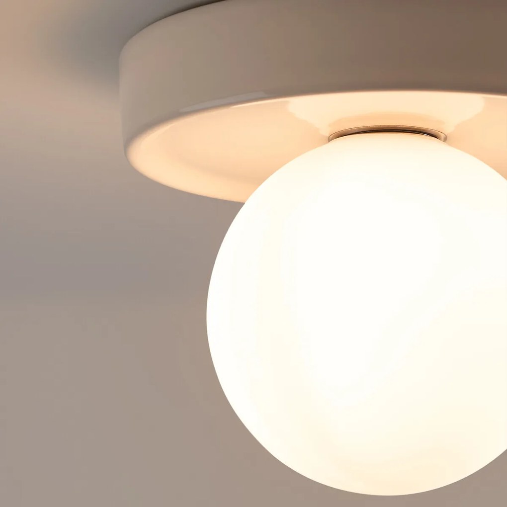 Plafondlamp of wandlamp, rond, keramiek en opaline glas, diameter 22,5 cm, HOLI