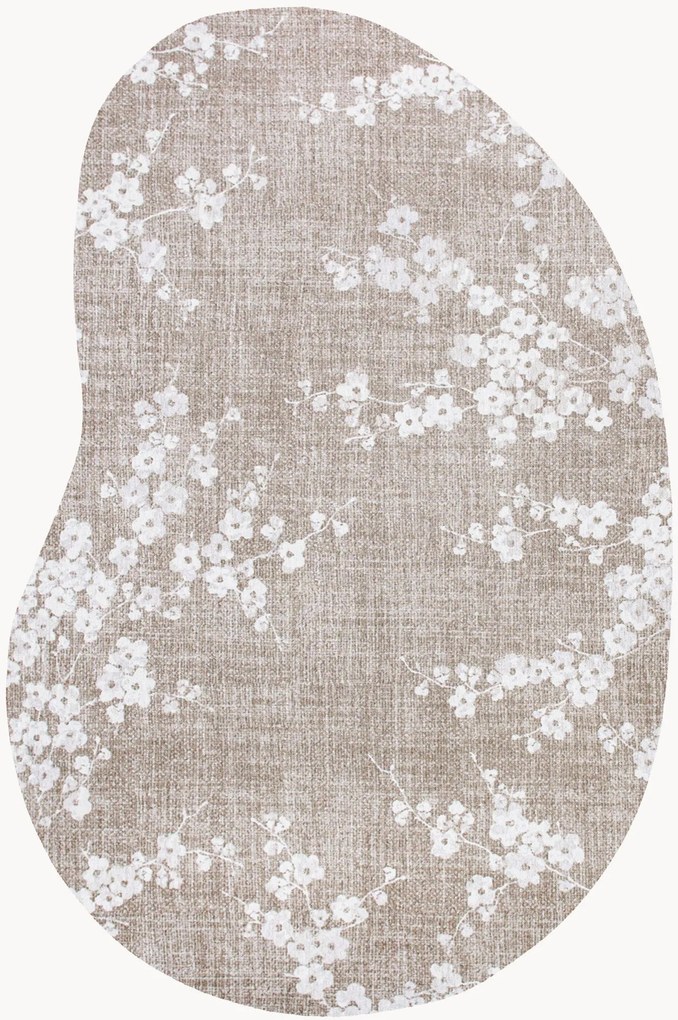 Wasbaar jacquard in- & outdoor vloerkleed Sakura in organische vorm