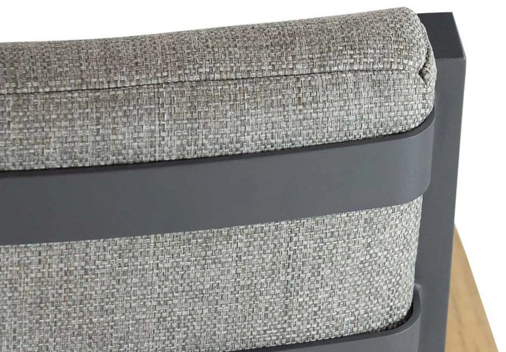 Tuinset Ronde Tuintafel 6 personen 150 cm Aluminium/teak Grijs Osmen Midura/Fabriano