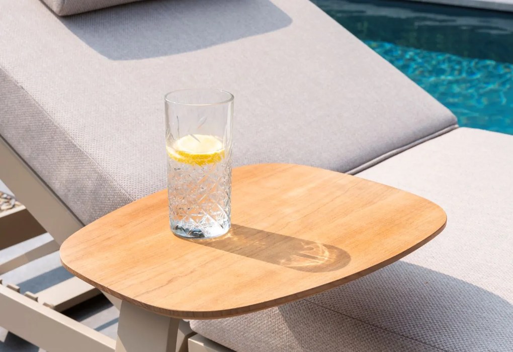 Taste by 4 Seasons Gentle bijzettafel latte met teak blad  Bijzettafel    beige weerbestendig
