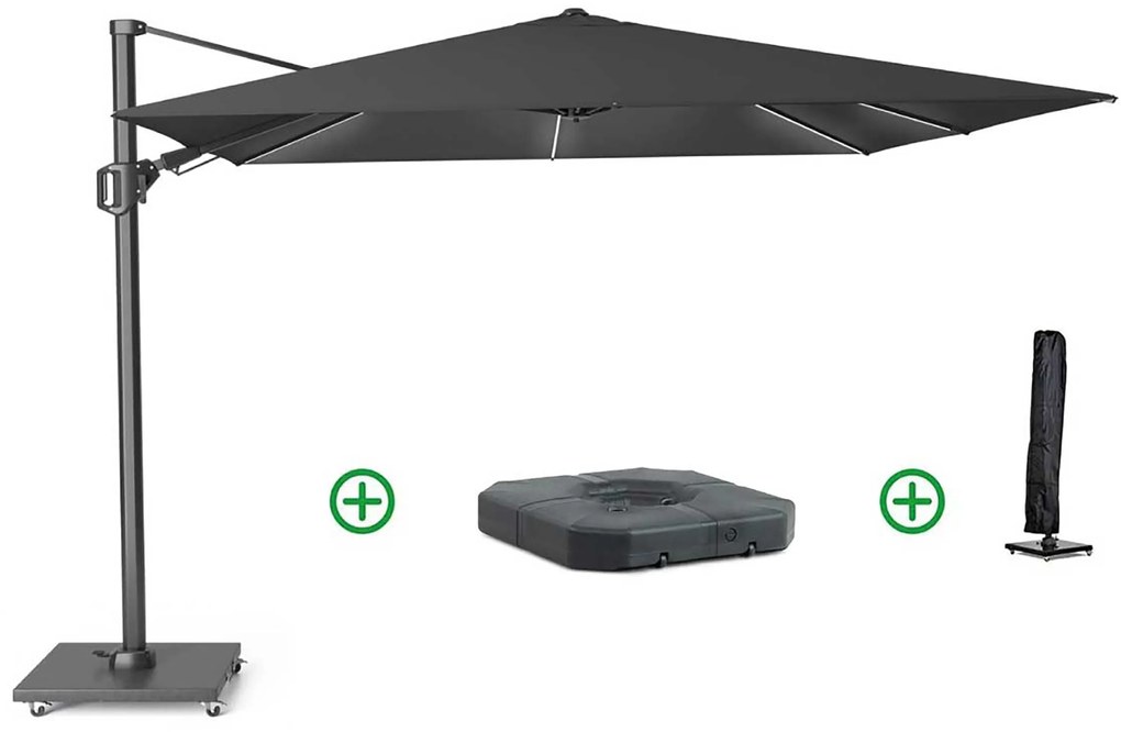 Platinum Challenger zweefparasol 3x3m T2 (incl. voet + hoes) anthracite GLOW