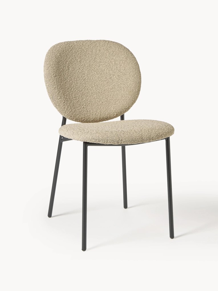 Bouclé gestoffeerde stoelen Ulrica, 2 stuks