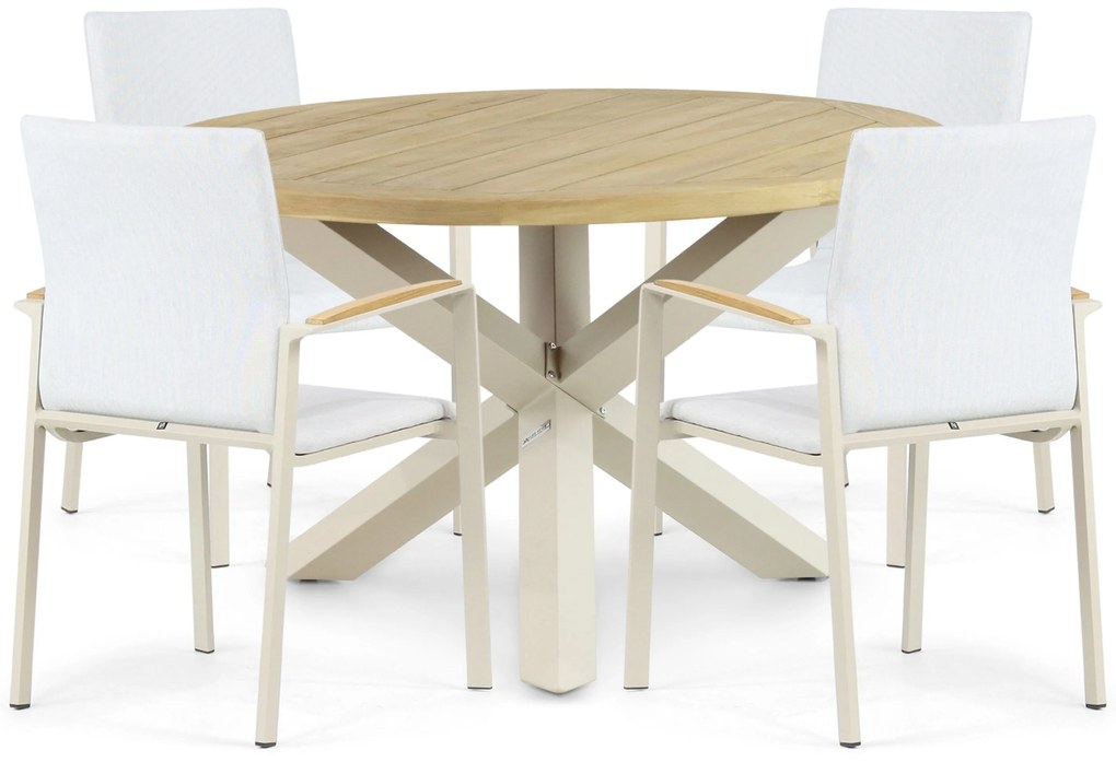 Tuinset 4 personen 120 cm Aluminium/textileen Taupe Lifestyle Garden Furniture Brandon/Rockville