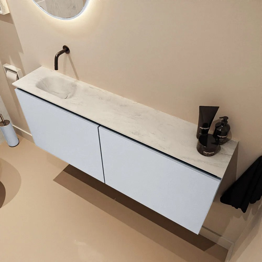 Mondiaz Ture DLux toiletmeubel 120cm clay met wastafel opalo links zonder kraangat