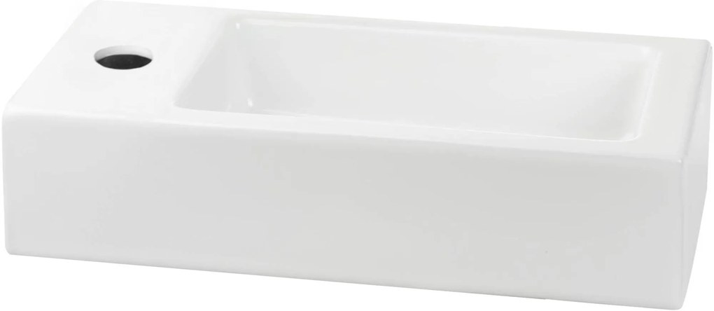 Saqu Trento fonteinset met chromen kraan draaiknop links glanzend wit keramiek