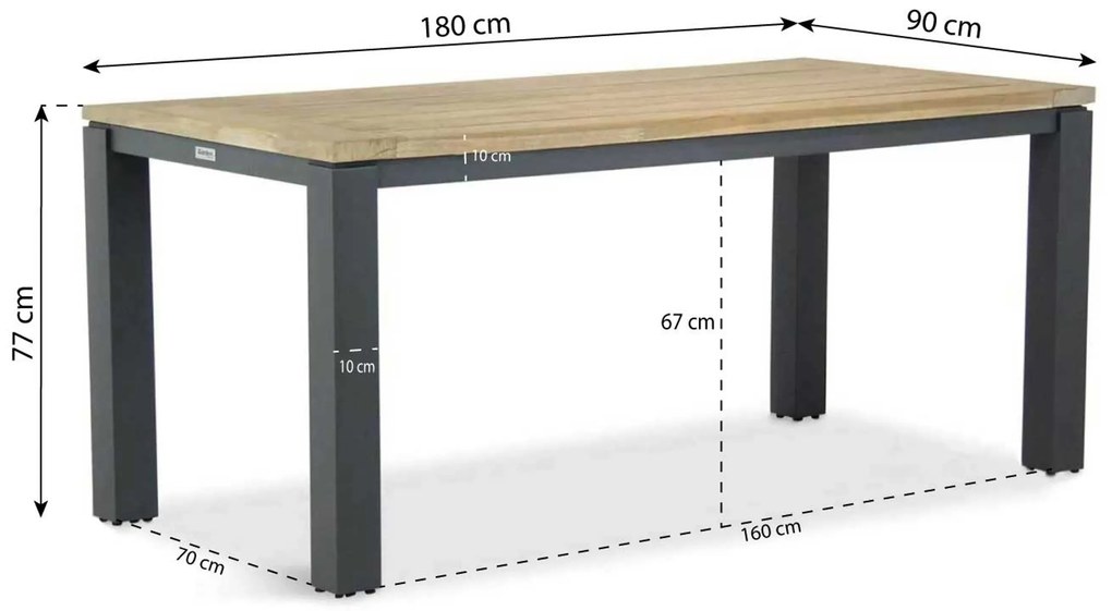 Presto Brentino/Veneto X Dining Tuisnet Aluminium Grijs 5-delig