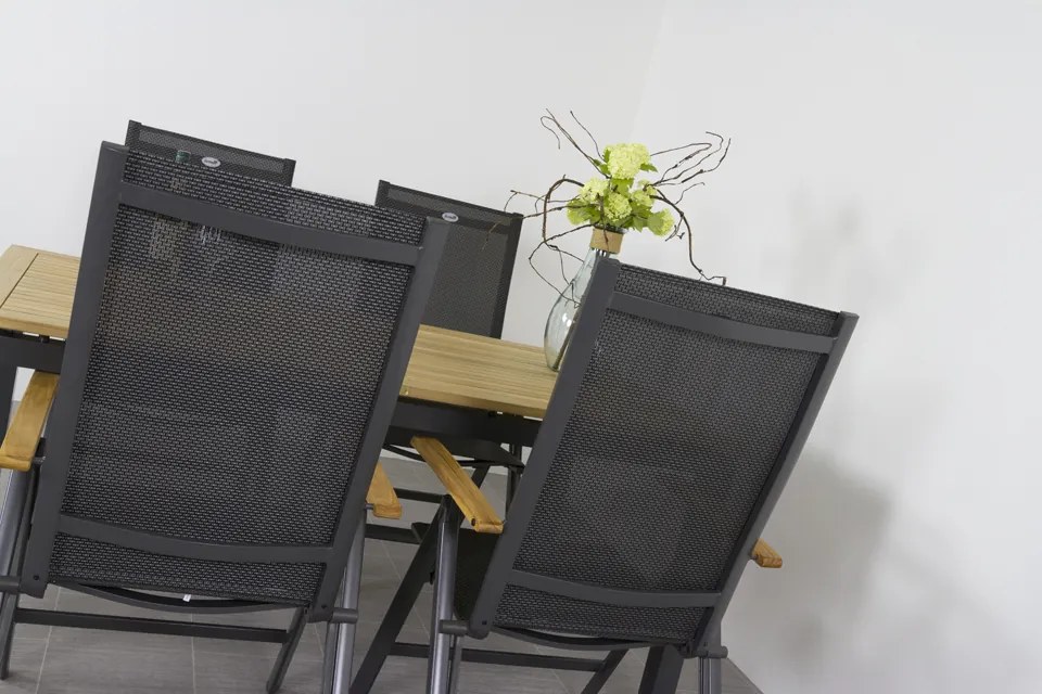 Hartman Napoli/Sonata verstelbare tuinset 160x90 cm. - Aluminium/Teak