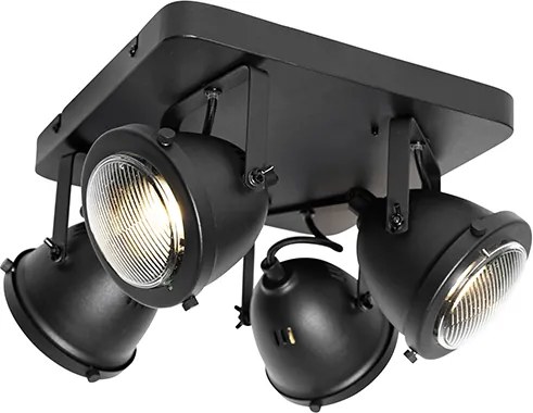 Industriële spot zwart 4-lichts - Emado