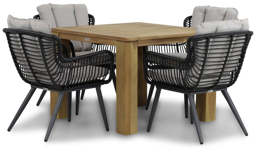 Tuinset 4 personen 100 cm Wicker/Aluminium/Aluminium/wicker Zwart Coco Azzano/Brighton