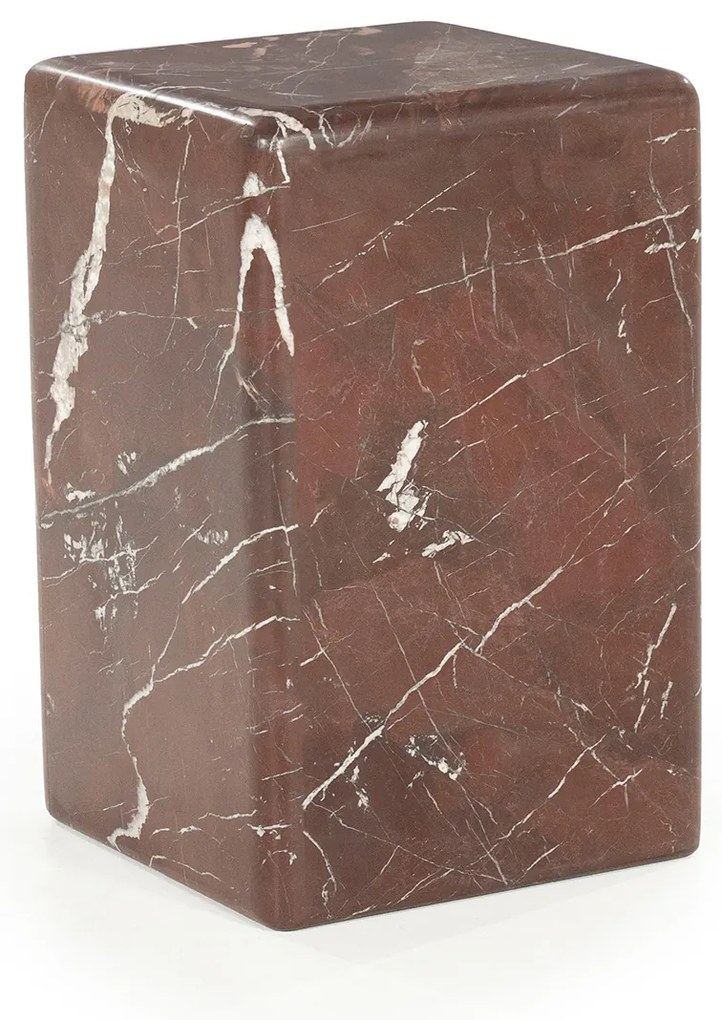 Bijzettafel Rood Marmer Vierkant - 30 X 30cm.
