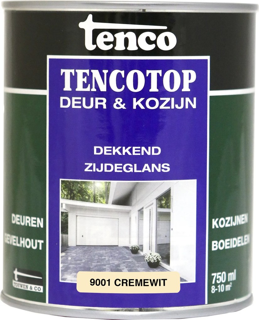 Tencotop Deur &amp; Kozijn Dekkend Zijdeglans RAL 9001 Crème Wit - 750 ml