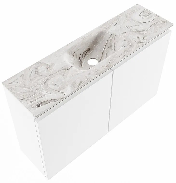 Mondiaz Ture DLux toiletmeubel 80cm talc met wastafel glace midden zonder kraangat