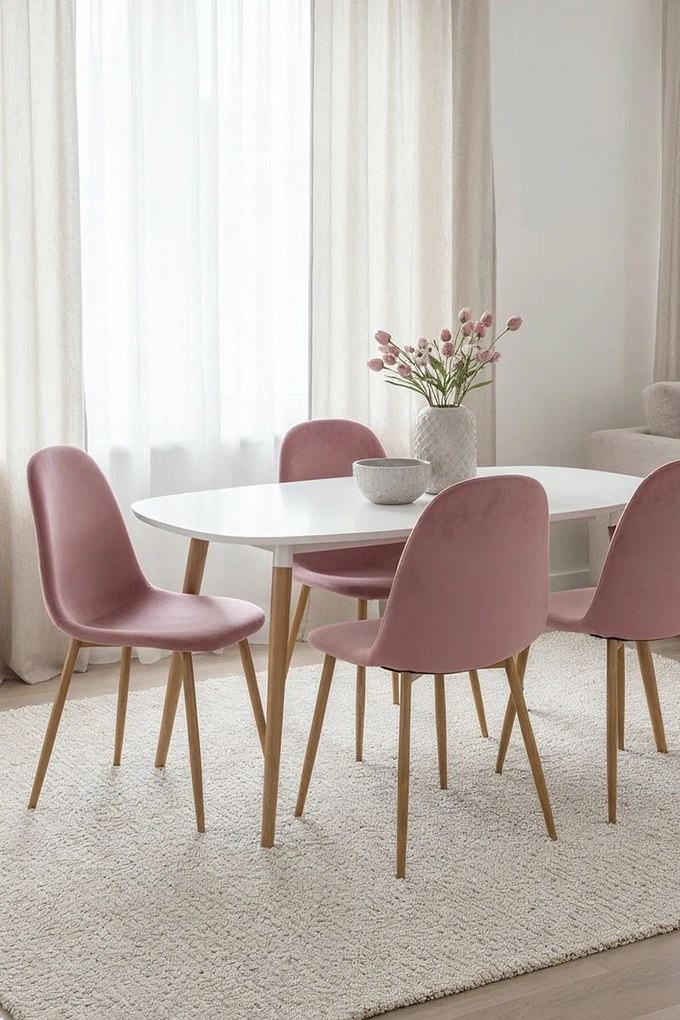 Set 4 Teok Fluwelen Stoelen