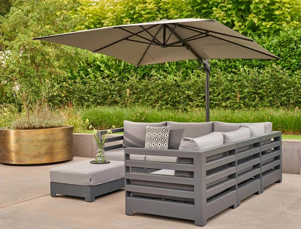 Santika Furniture Santika Belize Deluxe Parasol X Antraciet Frame/ Mid Grey (excl.voet) Grijs