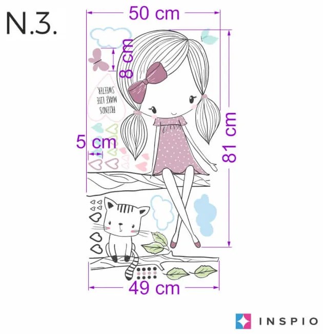 INSPIO Sticker Elfje met een katje op een tak