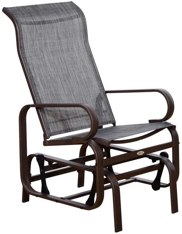 Sunny Metalen schommelstoel relaxstoel tuinstoel tuin schommel stoel bruin
