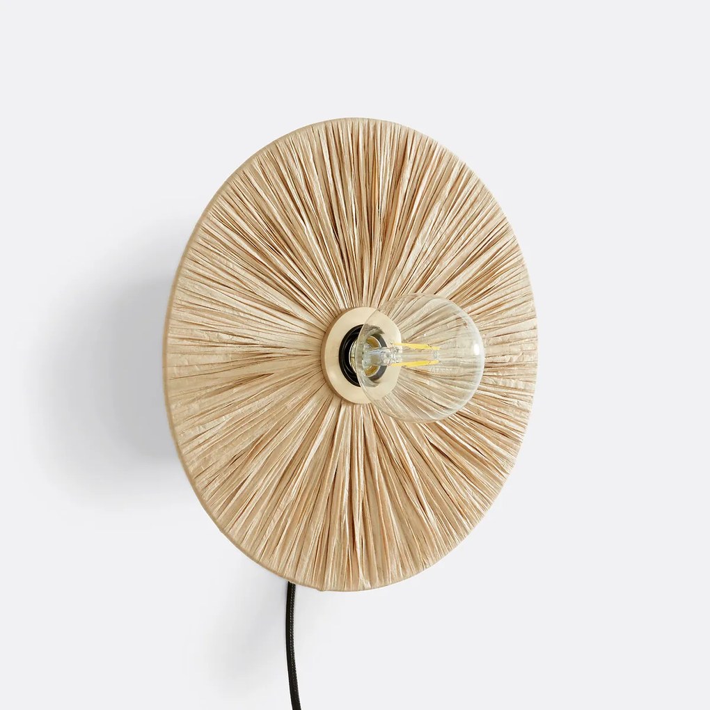 Ronde wandlamp in raffia Ø30 cm, Rafita