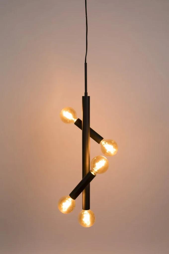 Zuiver Hawk Hanglamp Tall 5-Lichts - B39 X D17 X H222 Cm - Mat Zwart Metaal