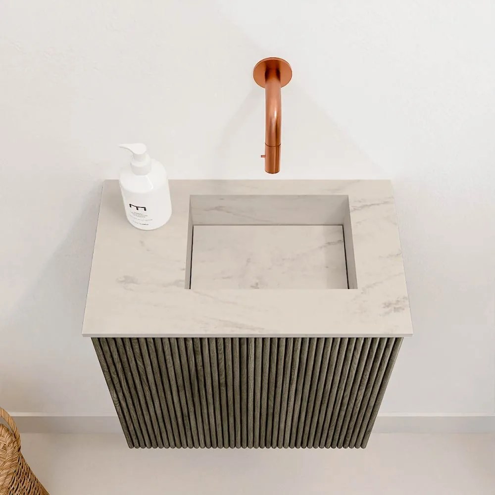 Mondiaz Joya DLux 40cm toiletmeubel shadow met wastafel faye rechts zonder kraangat opalo