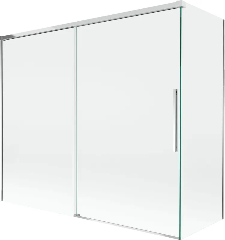 Mexen Rox badwand 2-delig schuifbaar 180 + 80 x 150 cm, transparant, chroom - 8C9-180-080-01-00