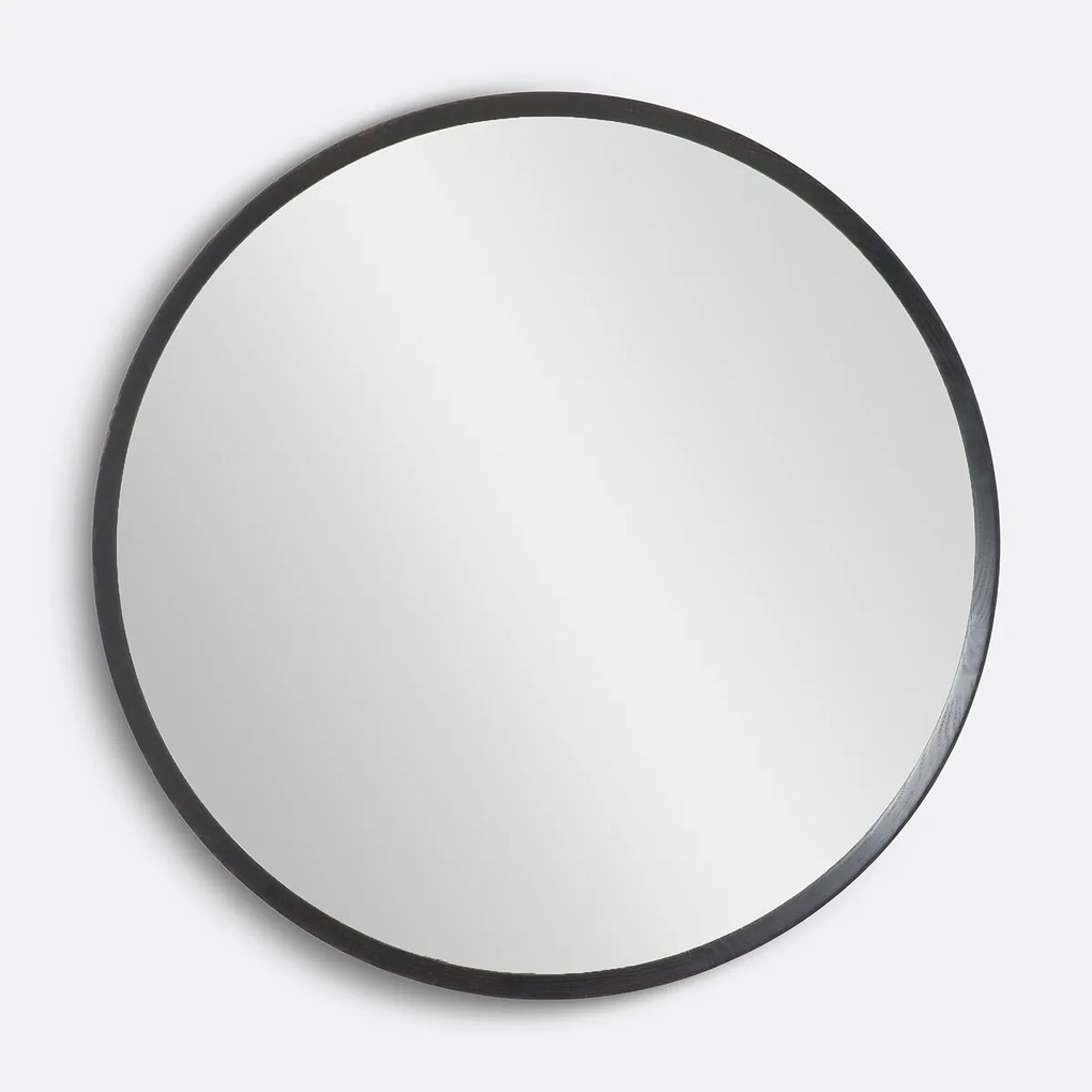 Ronde spiegel in massief zwart eiken, Ø100 cm, Orion