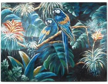 Schilderijen Blauw Signes Grimalt  Jungle Papegaaien Schilderij