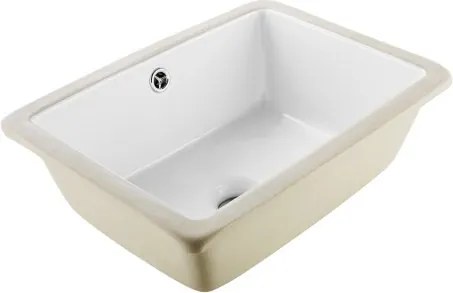 VEVOR Onderbouwwastafel, Handwasbak, 400 x 305 mm, Rechthoekige keramische spoelbak met overloopgat, Moderne onderbouwkeukenwastafel voor kleine ruimtes, Badkamerwastafel, Wit