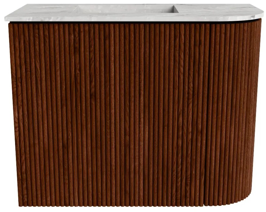 Mondiaz Joya DLux 50cm toiletmeubel ronding rechts ruby met wastafel faye links zonder kraangat glace