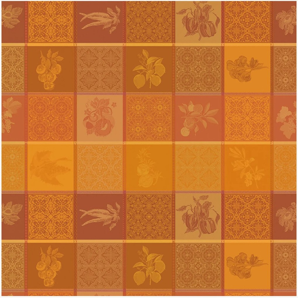 Rond katoenen tafelkleed Mille Tutti Frutti met acryllaag en jacquardweefsel