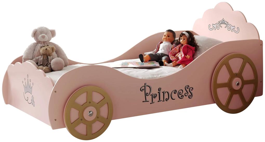 Baby Nora Princess Pinky Car Bed  - Auto, Prinses, Roze, Vipack - 210 x 106.8 x 90.4cm - Vipack