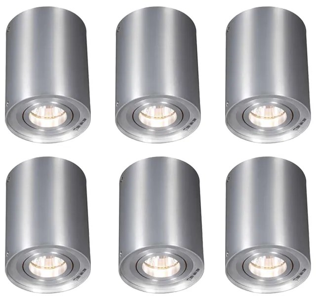 Set van 6 Spot / Opbouwspot / Plafondspots aluminium draai- en kantelbaar - Rondoo up Modern GU10 Binnenverlichting Lamp