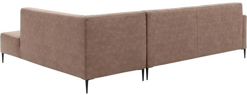 Goossens  Key West bruin, micro leer, 3-zits, modern design met ligelement rechts