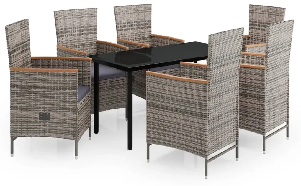 vidaXL 7-delige Tuinset met kussens grijs