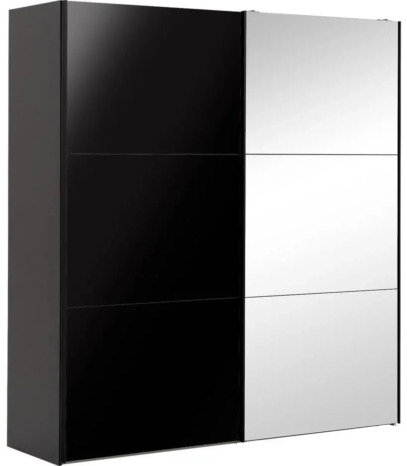 Goossens Kledingkast Easy Storage Sdk, 203 cm breed, 220 cm hoog, 1x 3 paneel glas schuifdeur li en 1x 3 paneel spiegel schuifdeur re