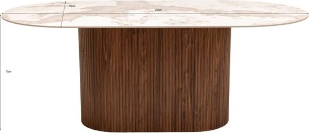 Marmere Ovale Eettafel 240 - 240 X 100cm.
