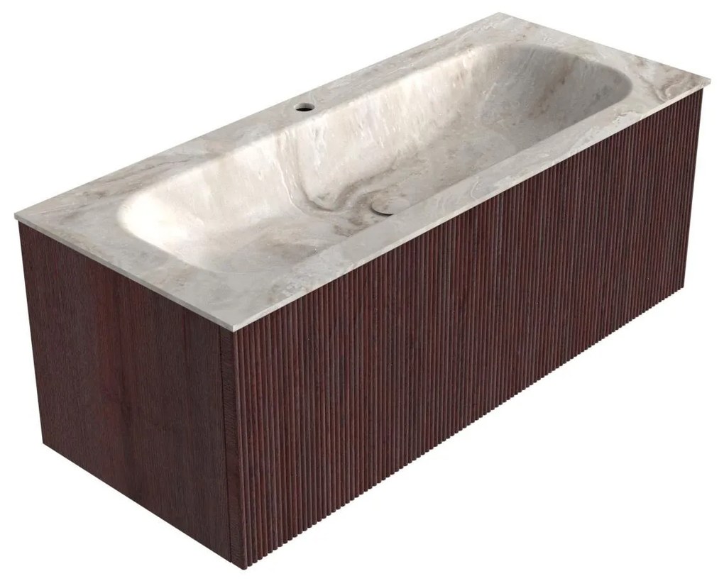 Mondiaz Kurve-dlux 110cm badmeubel ruby met 1 lade en wastafel big medium midden 1 kraangat frappe