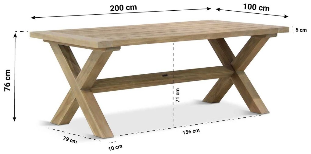 Tuinset 4 personen 200 cm Kunststof Grijs Hartman Sophie