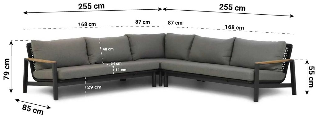 Hoek loungeset 6 personen Aluminium/Rope Grijs Coco Ralph/Pacific
