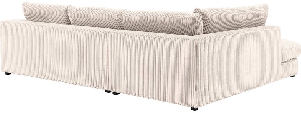Goossens Bank Ravenia beige, stof, 3-zits, stijlvol landelijk met ligelement links