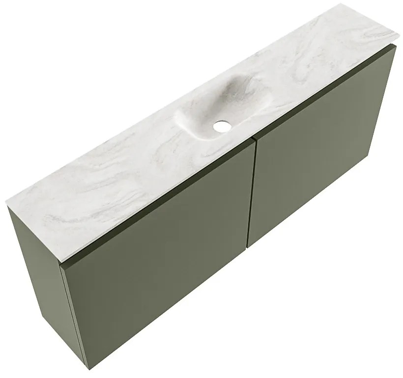 Mondiaz Ture DLux toiletmeubel 120cm army met wastafel ostra midden zonder kraangat