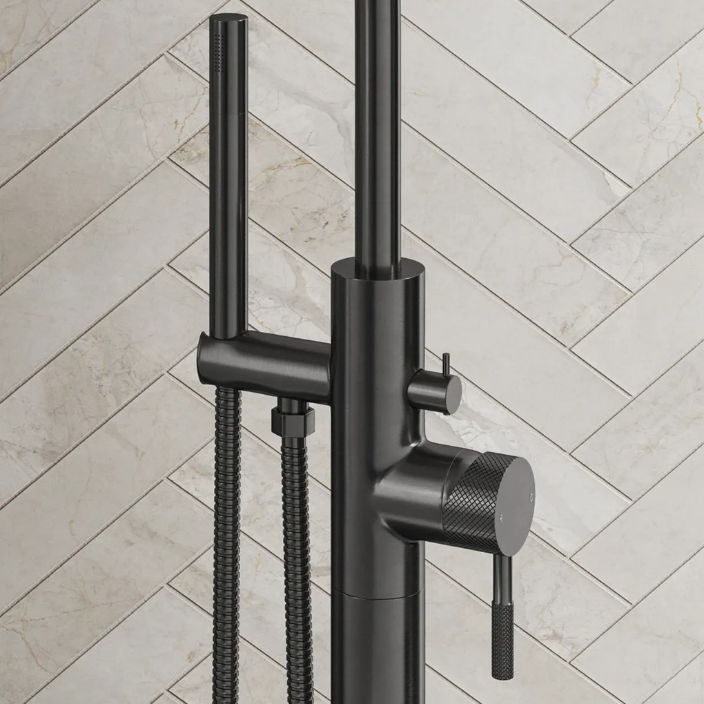 Saniclear Iron Curved vrijstaande badkraan verouderd ijzer - gunmetal