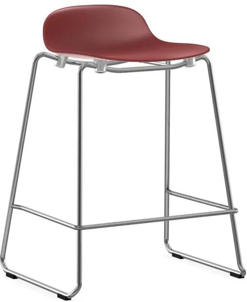 Normann Copenhagen Form Barstool stapelbare barkruk 75 cm met chroom onderstel rood