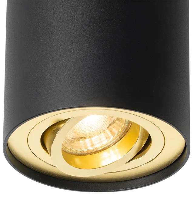 Plafondspot zwart met goud draai- en kantelbaar - Rondoo up