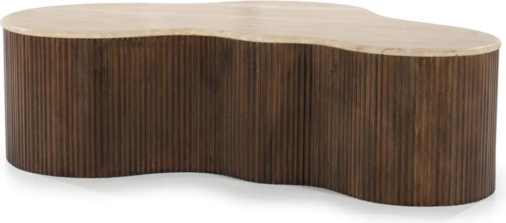 Grote Salontafel Organisch Travertin - 129 X 84cm.