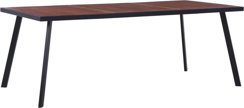 Eettafel 200x100x75 cm MDF donkerhoutkleurig en zwart