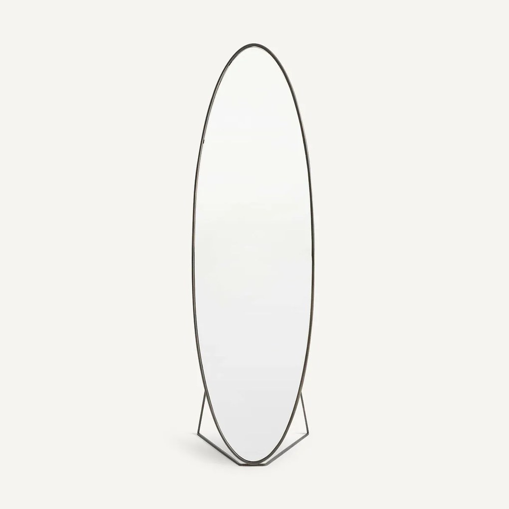 Ovalen spiegel op voet in metaal ijzer, H170cm, Koban